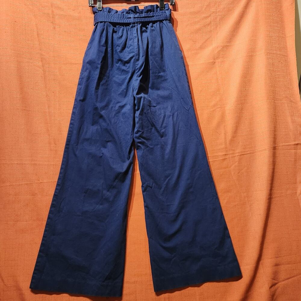 Karenbritchick 'The Drop' Sz M High Waisted Navy Blue Belted Bootcut Pants - Picture 4 of 8